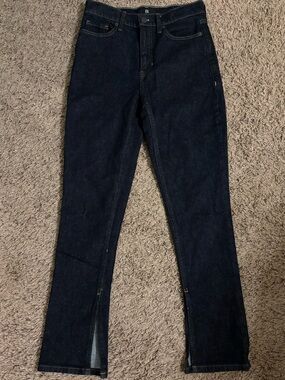 Banana Republic Dark Indigo Straight-Leg Jeans with Front Slit